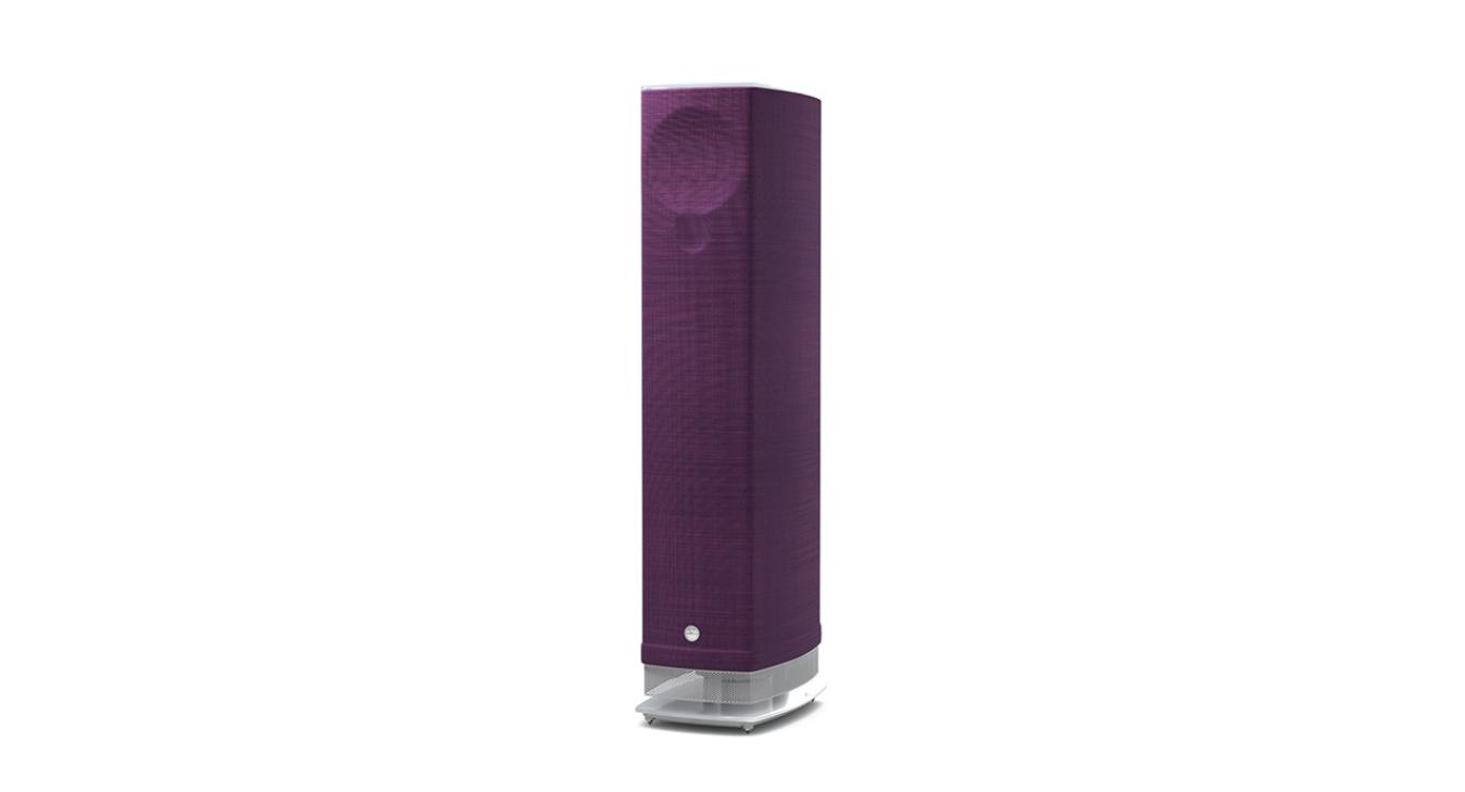 Linn Series 5 530 Exakt Active Loudspeaker in aubergine with a white base