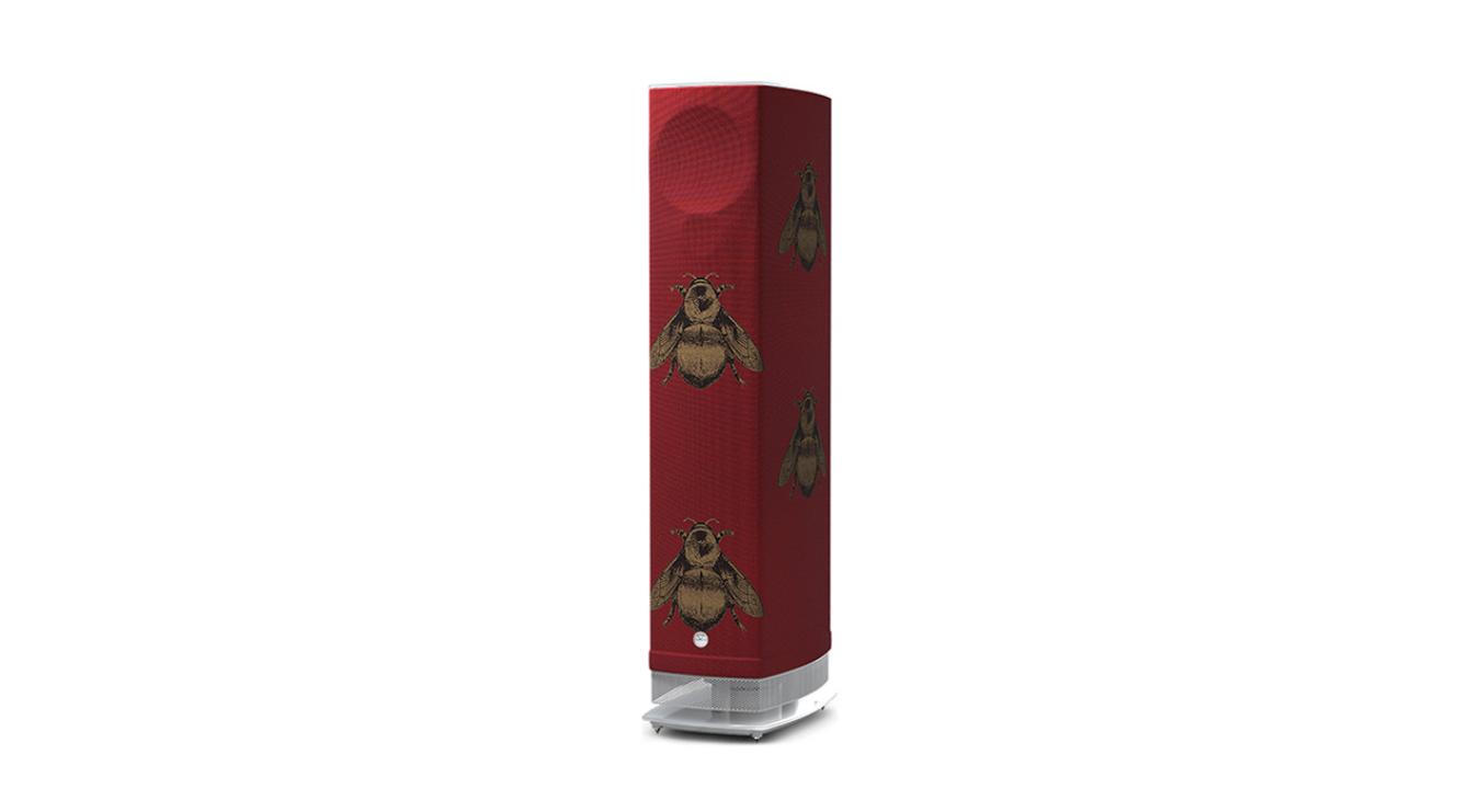 Linn Series 5 530 Exakt Active Loudspeaker in paprika with large bees with a white base