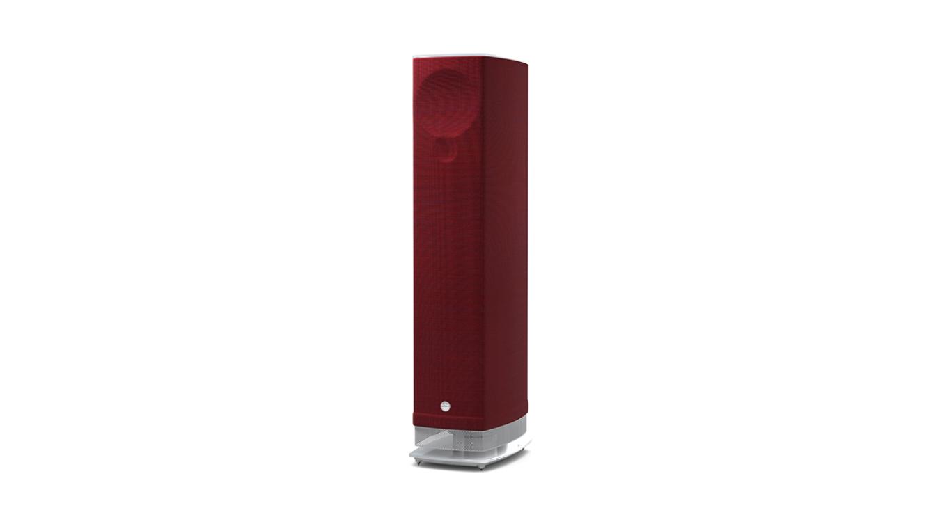 Linn Series 5 530 Exakt Active Loudspeaker in paprika with a white base