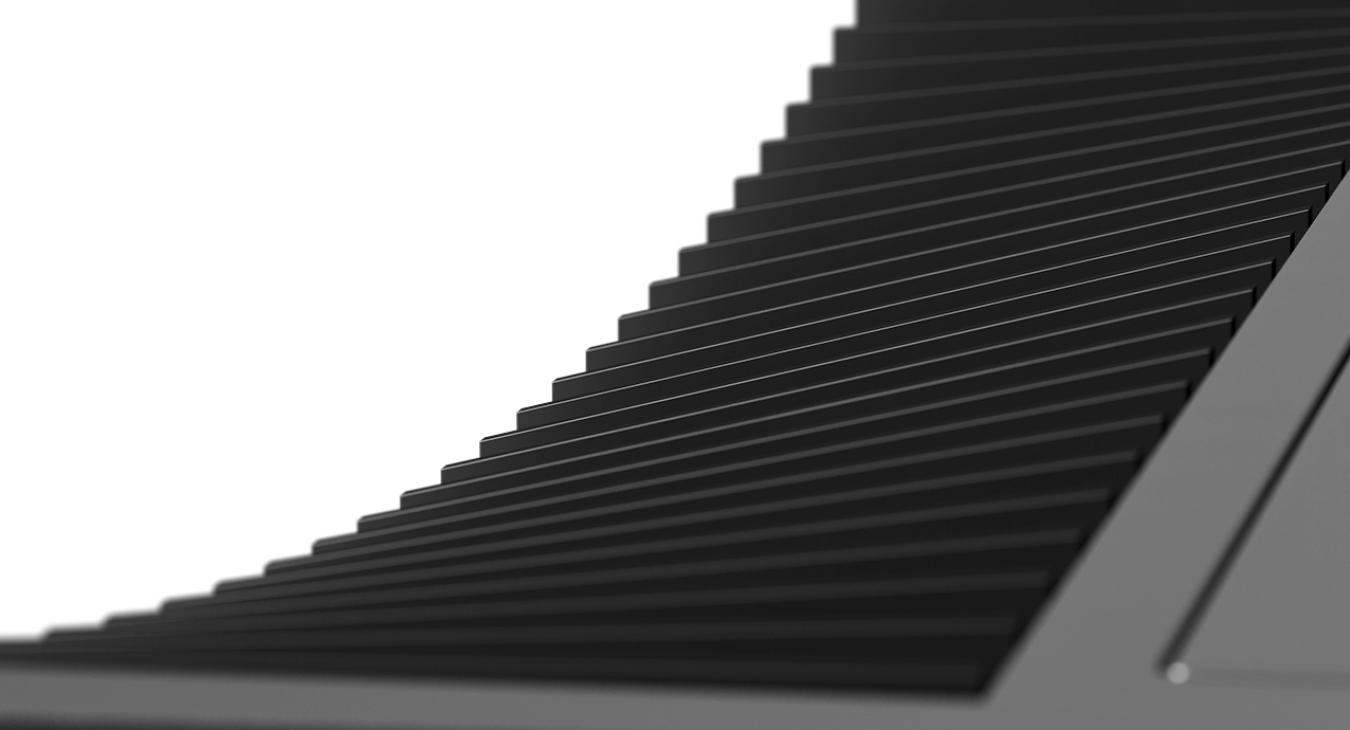 View of the side curve of the Linn Klimax Solo 800 in black